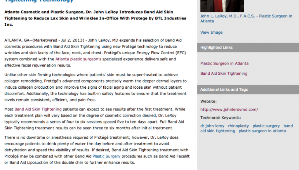 dr john leroy, rhinoplasty, plastic surgery, band aid skin tightening, plastic surgeon in atlanta